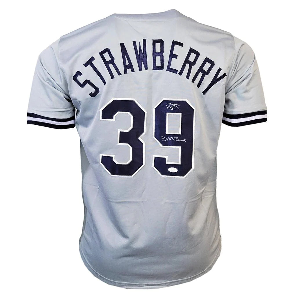 New York Yankees Darryl Strawberry 3x WS Champ Signed JSA COA