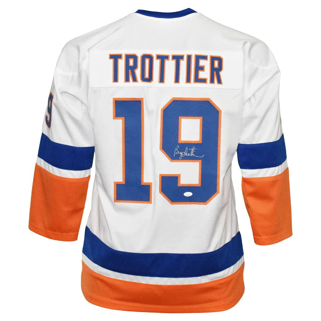 New York Islanders Bryan Trottier Hand Signed Autographed Custom White Jersey JSA COA