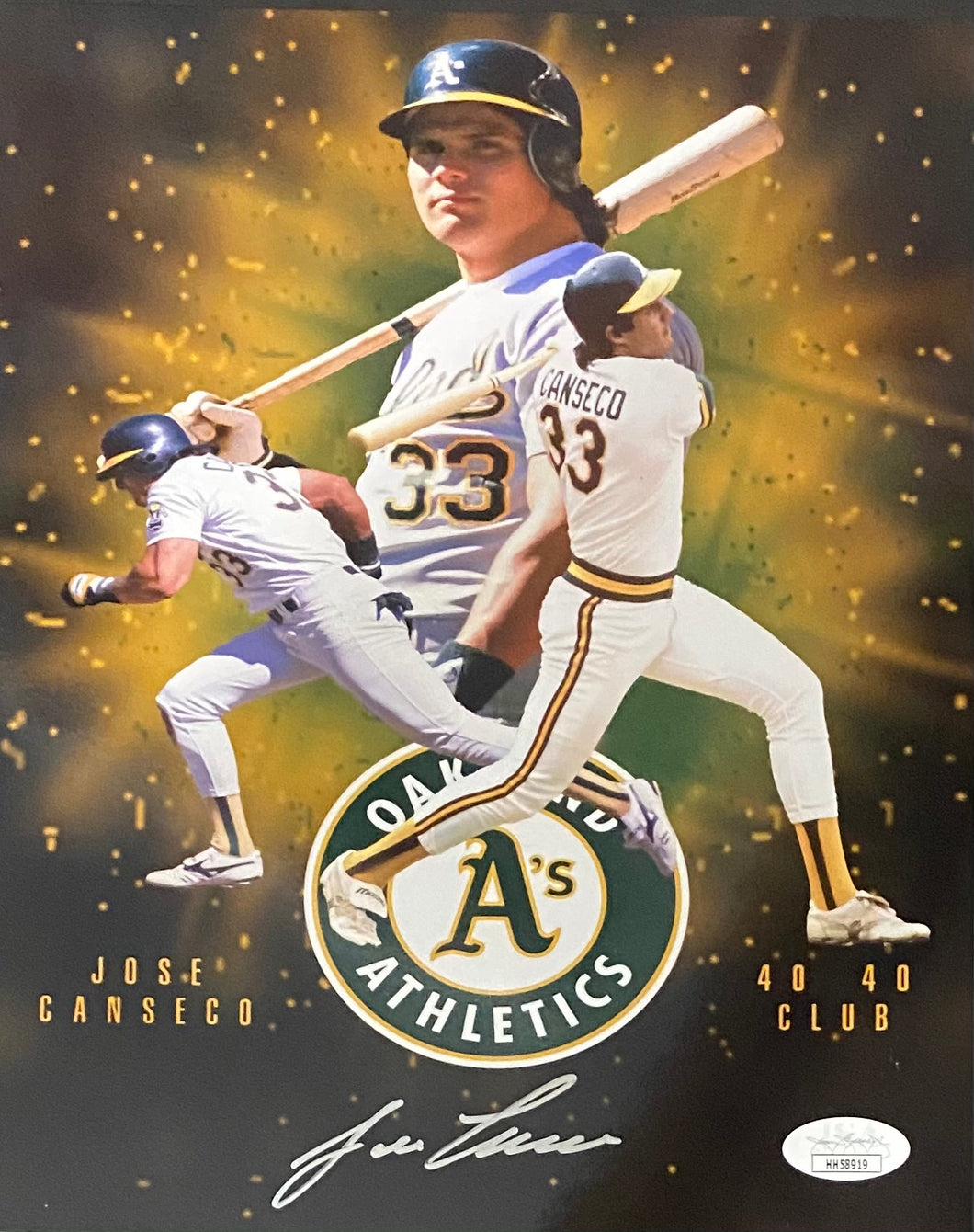 Jose Canseco Oakland Athletics Signed 8x10 Collage With JSA COA