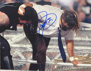 Mick Foley WWE Signed 11x14 Cage Photo w/ Undertaker- Close Up JSA COA