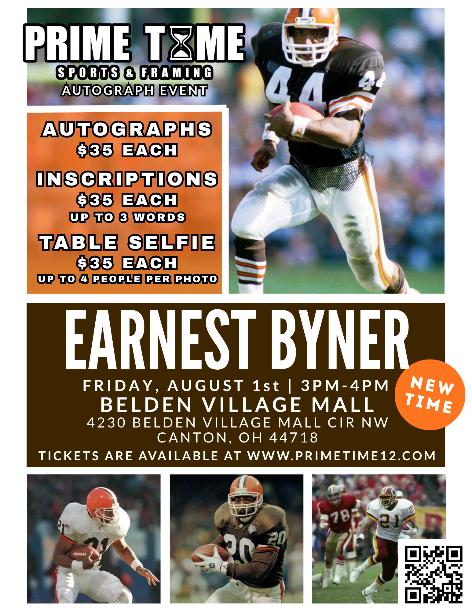 Earnest Byner Autograph Signing Event Pre-Sale – Prime Time Sports ...