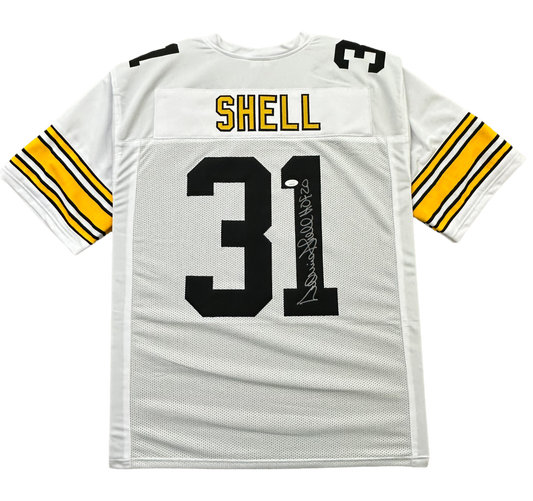 Pittsburgh Steelers Donnie Shell Hand Signed Autographed Custom Jersey HOF 20 Inscription JSA COA