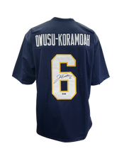 Load image into Gallery viewer, Jeremiah Owusu - Korahmoah Autographed Notre Dame Custom Navy Jersey with Prime Time Witness COA