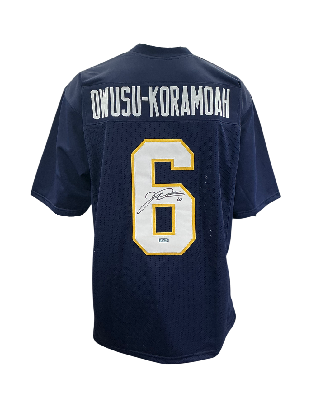 Jeremiah Owusu - Korahmoah Autographed Notre Dame Custom Navy Jersey with Prime Time Witness COA