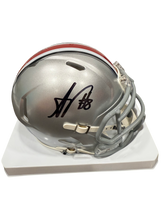 Load image into Gallery viewer, Arvell Reese Signed Autographed Ohio State Buckeyes Silver Mini Helmet Prime Time Witness Coa