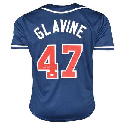 Atlanta Braves Tom Glavin Hand Signed Autographed Custom Blue Jersey JSA COA