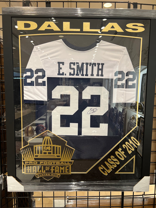 Emmitt Smith Pro Football Hall Of Fame EXCLUSIVE CUSTOM FRAMED JERSEY JSA COA