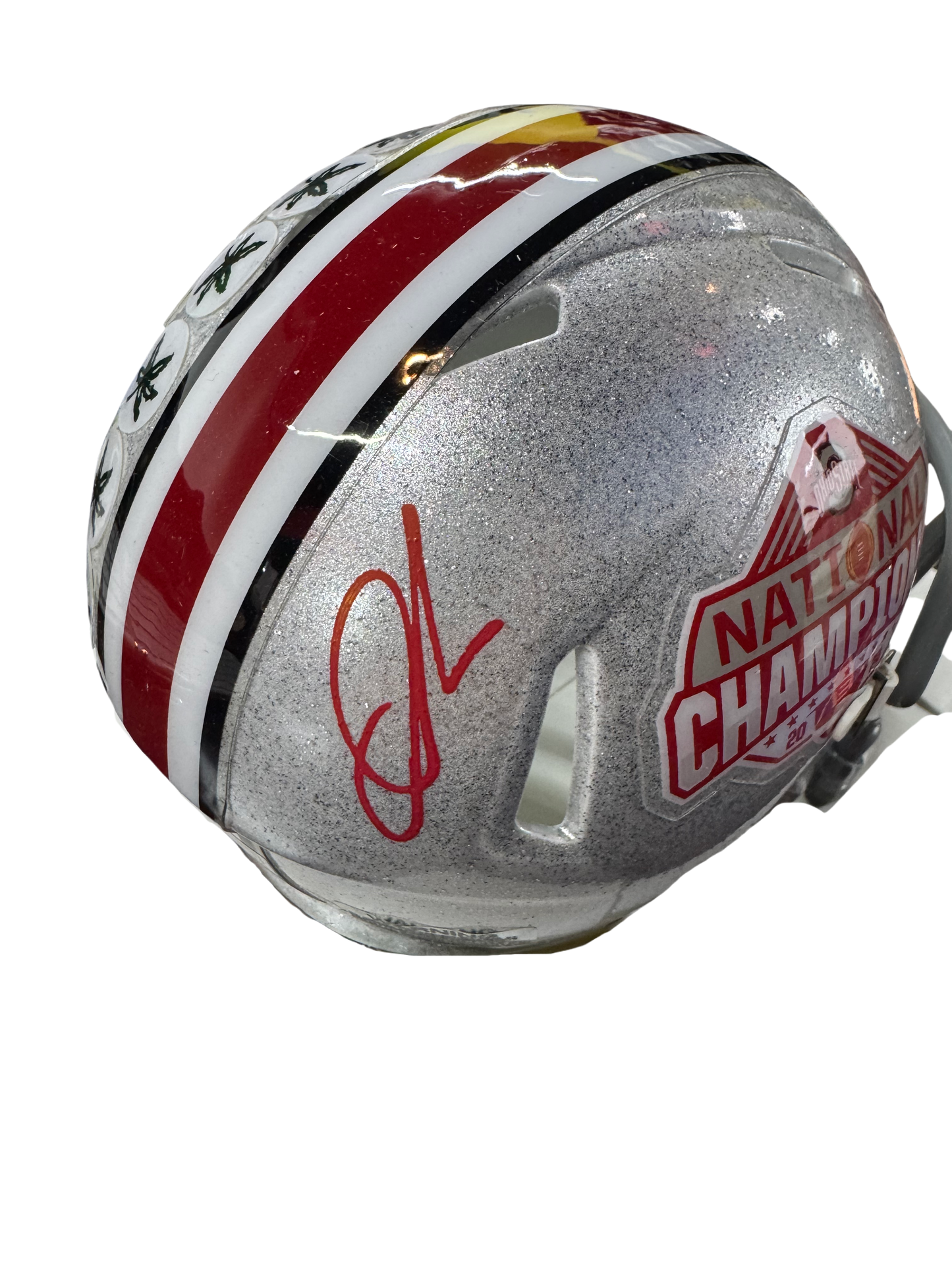The Ohio State University Buckeyes Quinshon Judkins Hand Signed Autographed 2024 National Championship Mini Helmet Signed in Red includes SWAU COA