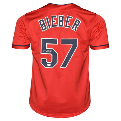 Cleveland Indians Shane Bieber Hand Signed Autographed Red Jersey JSA COA