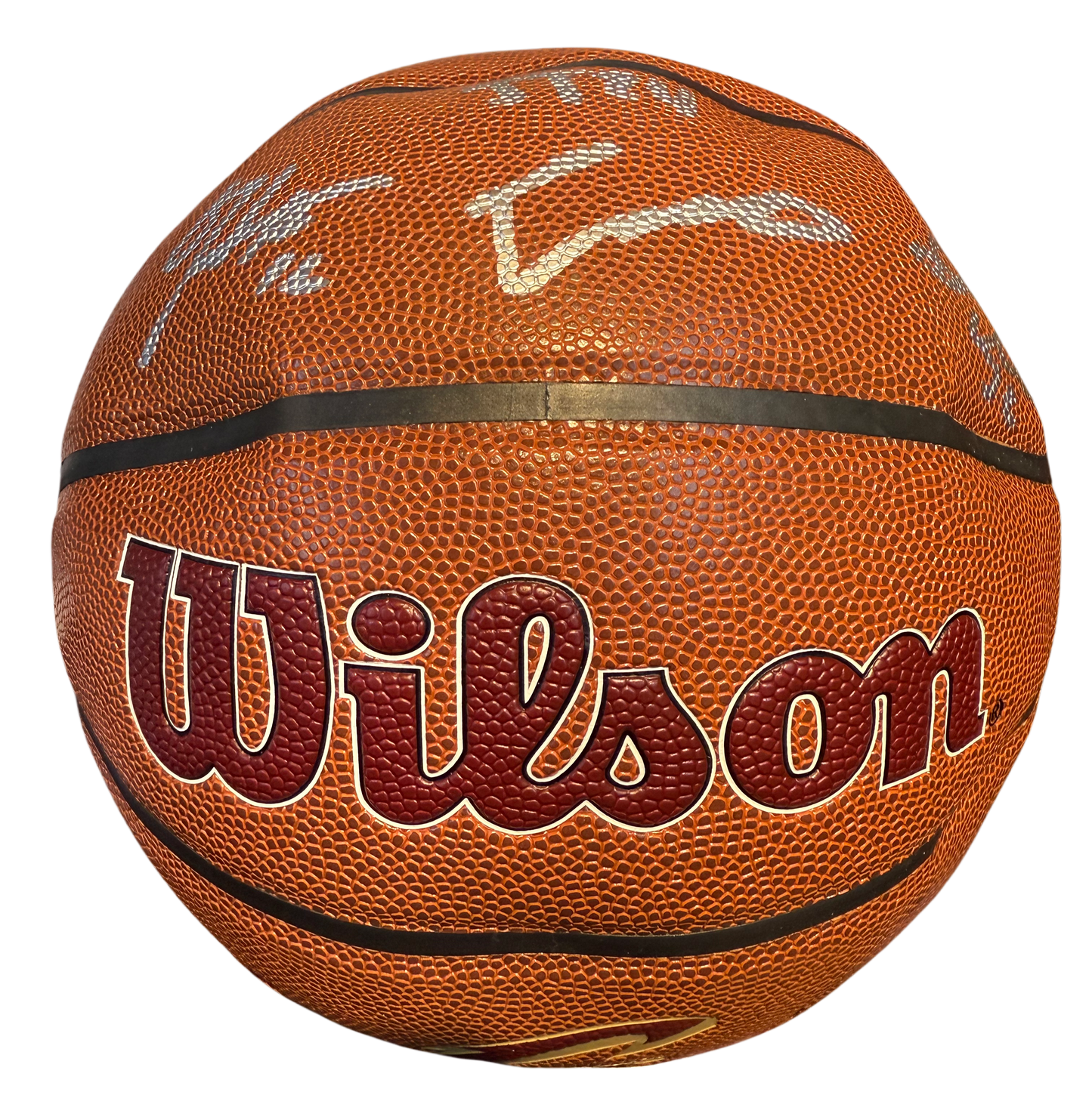 2025 Cleveland Cavaliers Team Signed Basketball Autographed by 4 Cavs including De’Andre Hunter, Isaac Okoro, Jaylon Tyson, & Dean Wade with COA