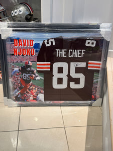 Cleveland Browns David Njoku Hand Signed Autographed Jersey Custom Framed JSA COA