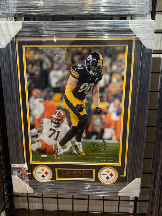 Pittsburgh Steelers TJ watt signed 16x20 photo custom framed JSA COA