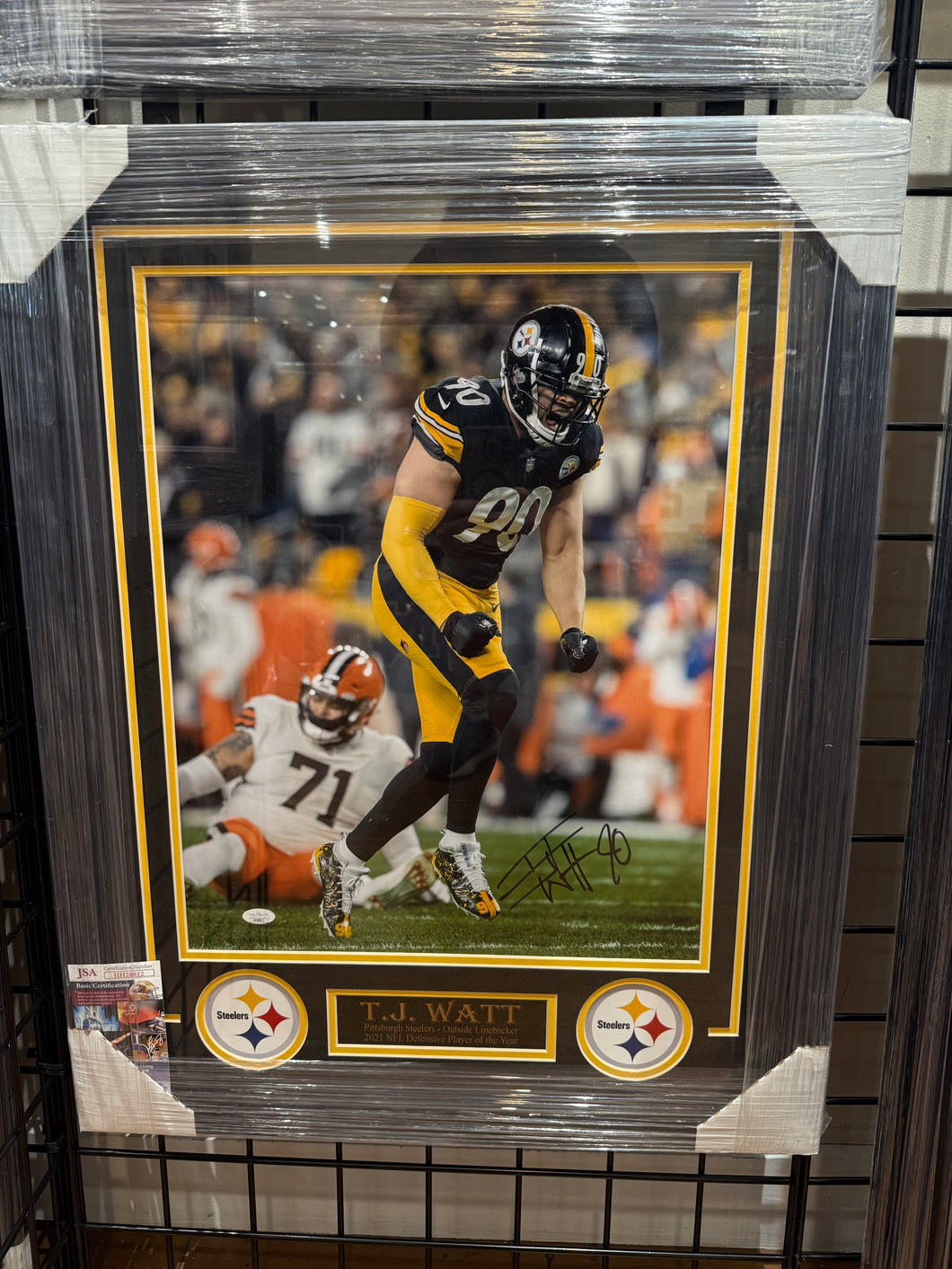 Pittsburgh Steelers TJ watt signed 16x20 photo custom framed JSA COA