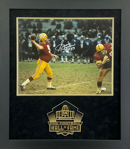 Sonny Jurgensen - EXCLUSIVE PRO FOOTBALL HALL OF FAME PHOTO FRAMING 3D LOGO WITH DOUBLE SUEDE JSA COA