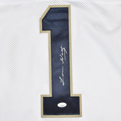 Notre Dame Coach Lou Holtz Hand Signed Autographed Custom White Jersey JSA COA