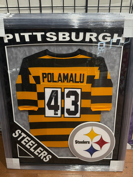 Pittsburgh Steelers Troy Polamalu Signed Autographed Custom Jersey Custom Framed JSA COA