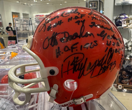 Cleveland Browns Multi Team Signed by Cleveland Browns Legends Hand Signed Autographed Mini Helmet Full Letter Authentication