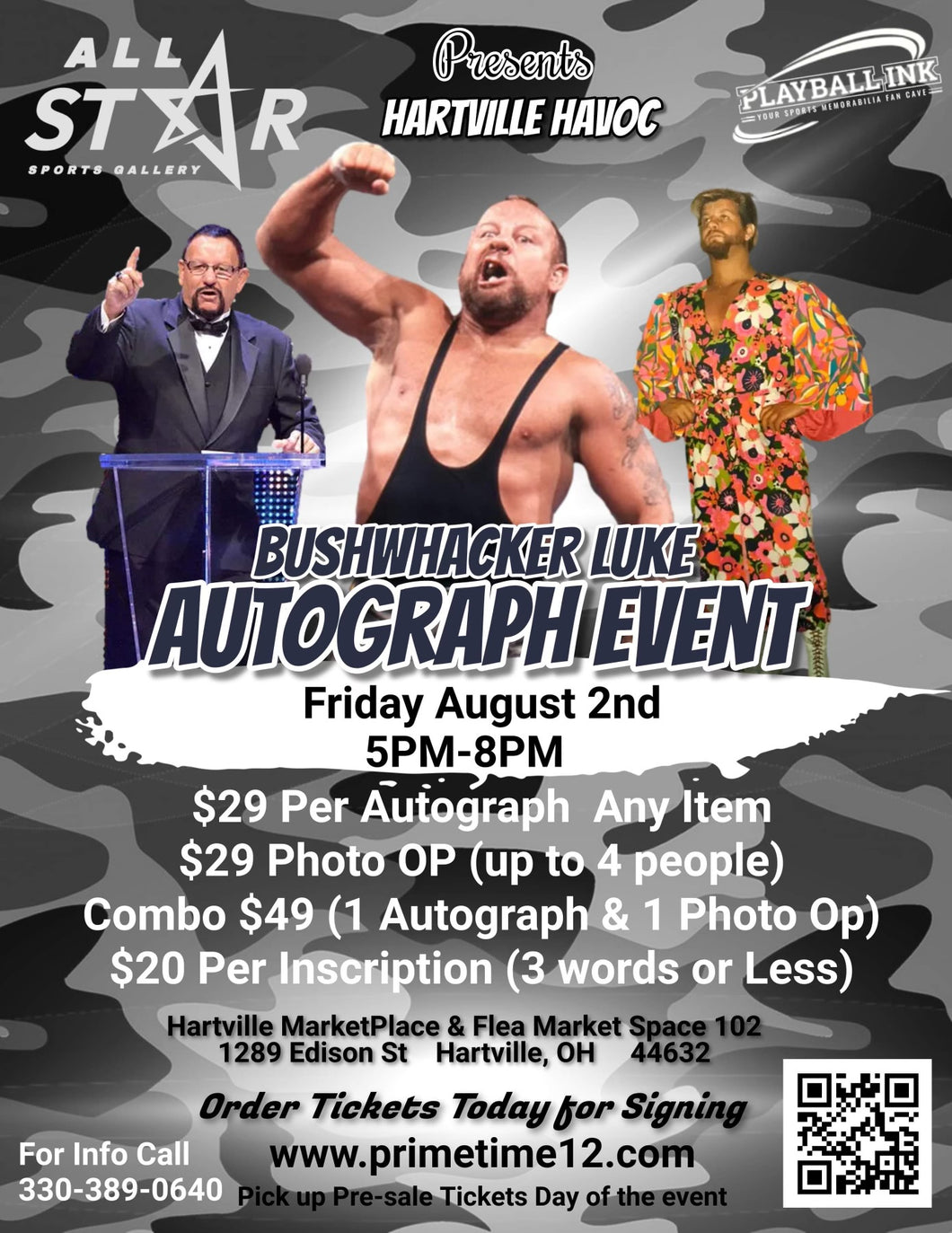 Bushwhacker Luke Pre-Sale ticket for autograph signing on your any 1 item