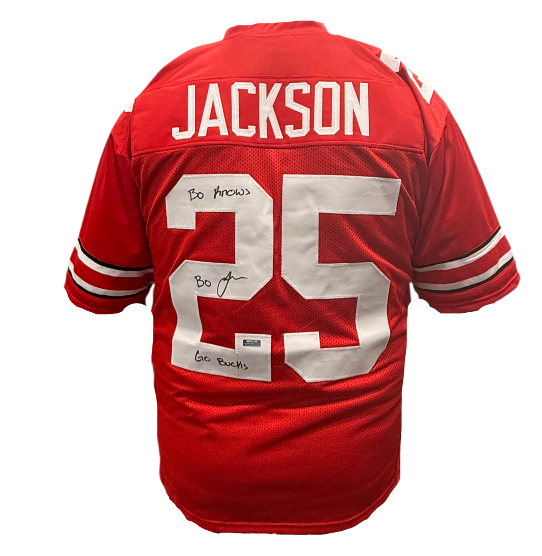 Bo Jackson Signed Autographed Ohio State White Custom Jersey With Inscription EXTREMELY LIMITED Prime Time Witness COA