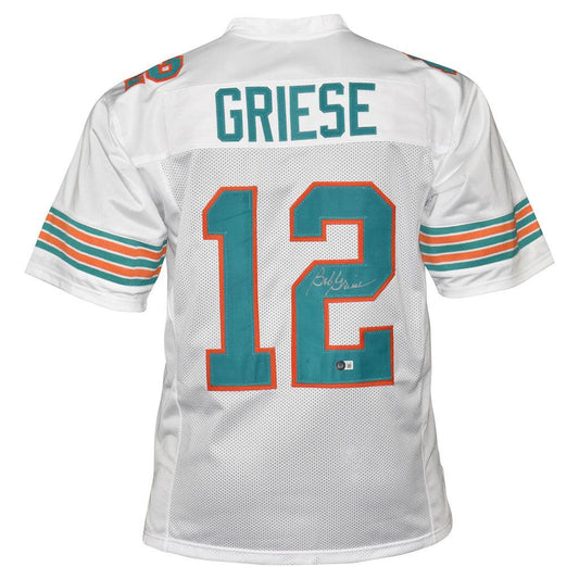 Miami Dolphins Bob Griese Hand Signed Autographed Custom White Jersey with Beckett COA