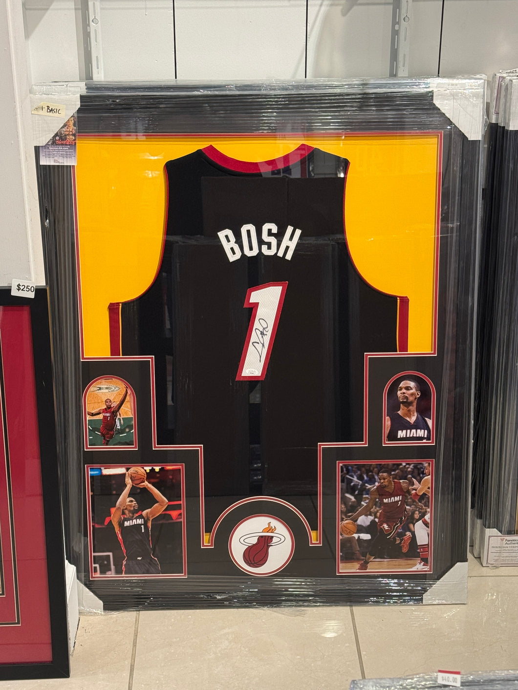 Miami Heat Chris Bosh Hand Signed Autographed Jersey Custom Framed JSA COA