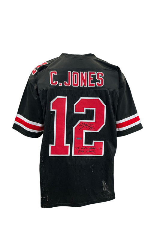 Cardale Jones Signed Autographed Ohio State Buckeyes Custom Black Jersey With We Ain’t Come Here To Play School Inscription Prime Time Witness COA