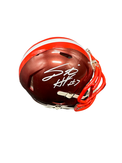 Cleveland Browns Dustin Hopkins Hand Signed Autographed Flash Mini Helmet with JSA COA