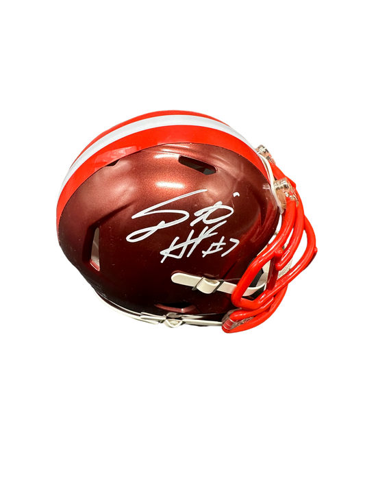 Cleveland Browns Dustin Hopkins Hand Signed Autographed Flash Mini Helmet with JSA COA