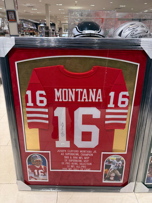 San Francisco 49ers Joe Montana Signed Autographed Jersey Custom Framed COA