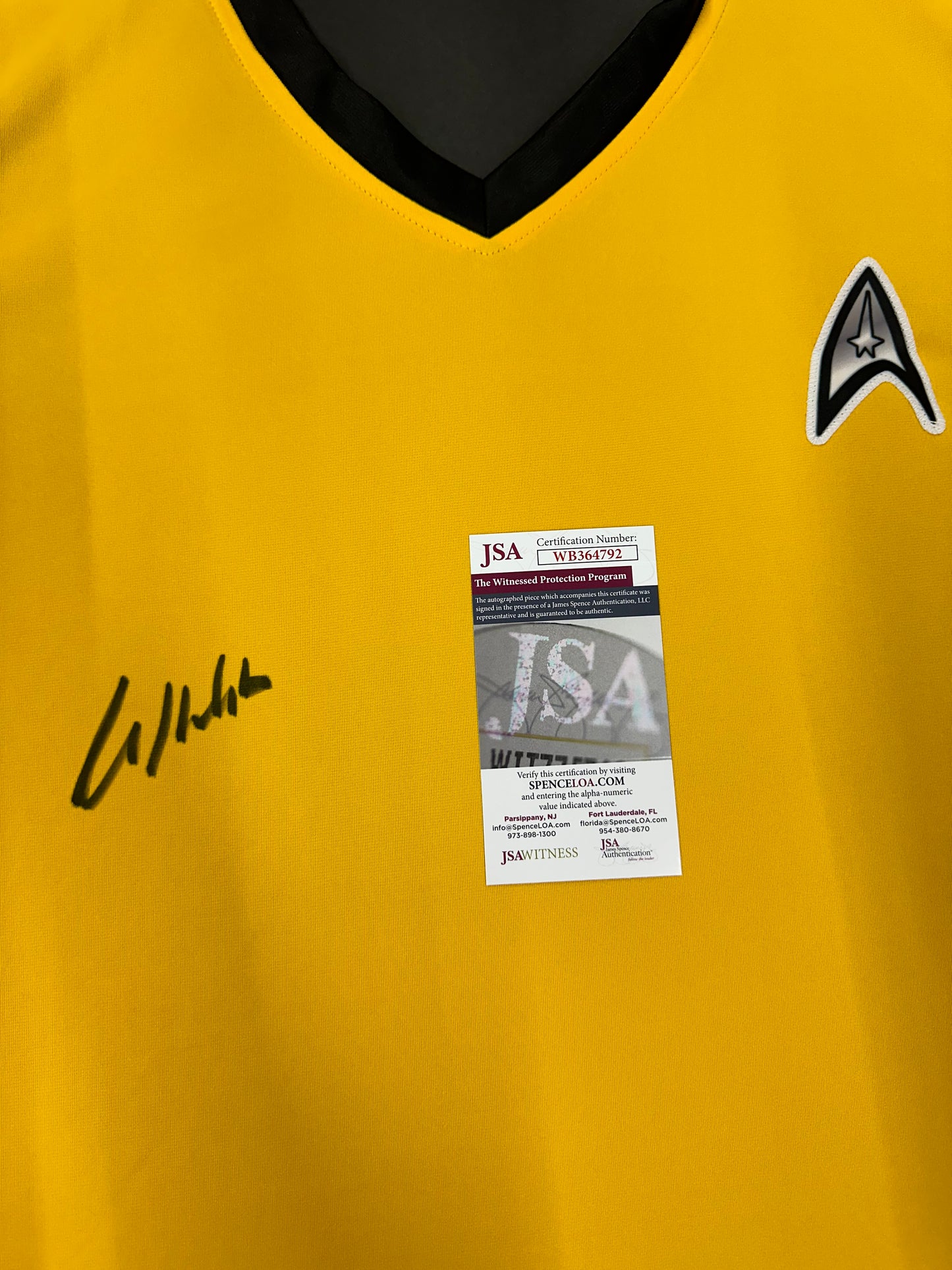 William Shatner Hand Signed Autographed Star Trek Yellow Custom Shirt JSA COA