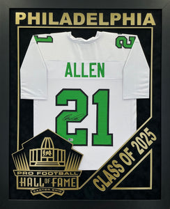 Eric Allen EXCLUSIVE PRO FOOTBALL HALL OF FAME FRAMING XL 3D LOGO WITH DOUBLE SUEDE Beckett Coa