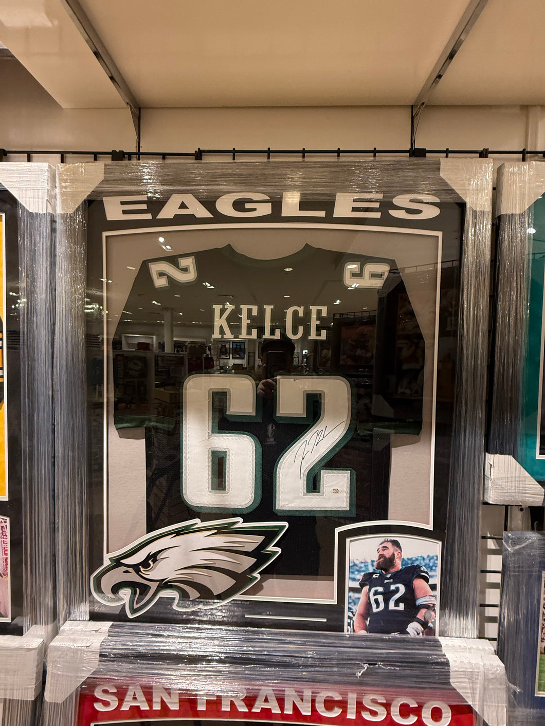 Philadelphia Eagles Jason Kelce Signed Autographed Jersey Custom Framed COA