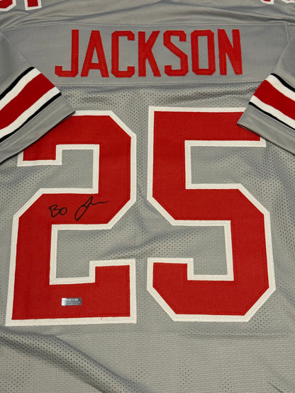 Bo Jackson Signed Autographed Ohio State Gray Custom Jersey Prime Time Witness COA