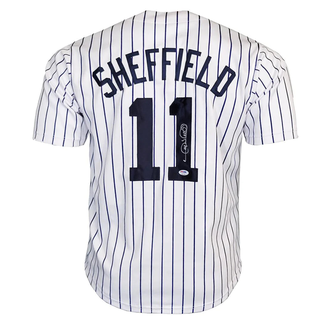 New York Yankees Gary Sheffield Hand Signed Autographed Custom Pin Striped Jersey JSA COA