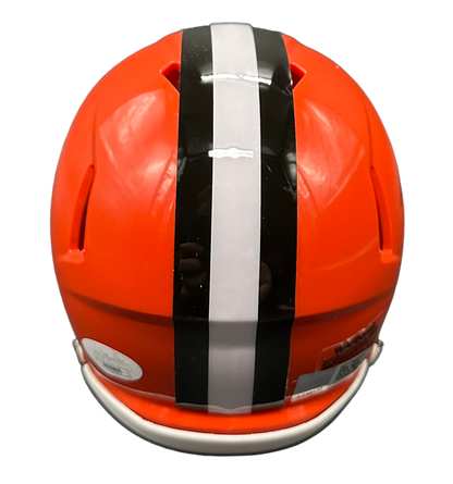 Cleveland Browns Brian Sipe Hand Signed Autographed Throwback White Face Mask Mini Helmet with JSA COA