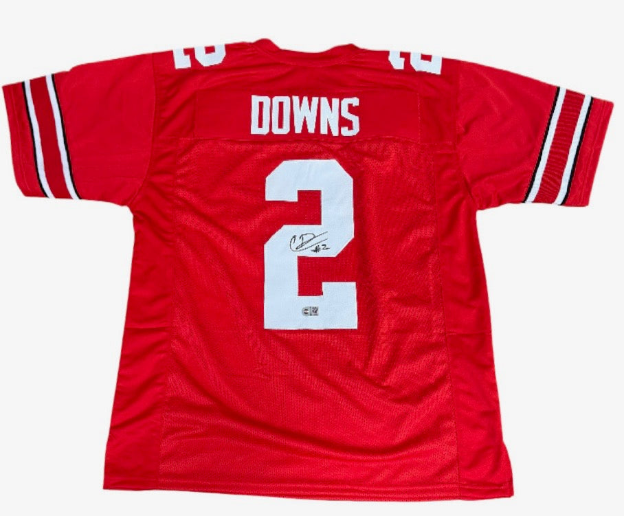 Ohio State Buckeyes Caleb Downs Hand Signed Autographed Custom Red Jersey Swau COA