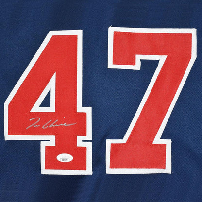 Atlanta Braves Tom Glavin Hand Signed Autographed Custom Blue Jersey JSA COA