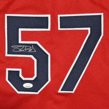 Cleveland Indians Shane Bieber Hand Signed Autographed Red Jersey JSA COA