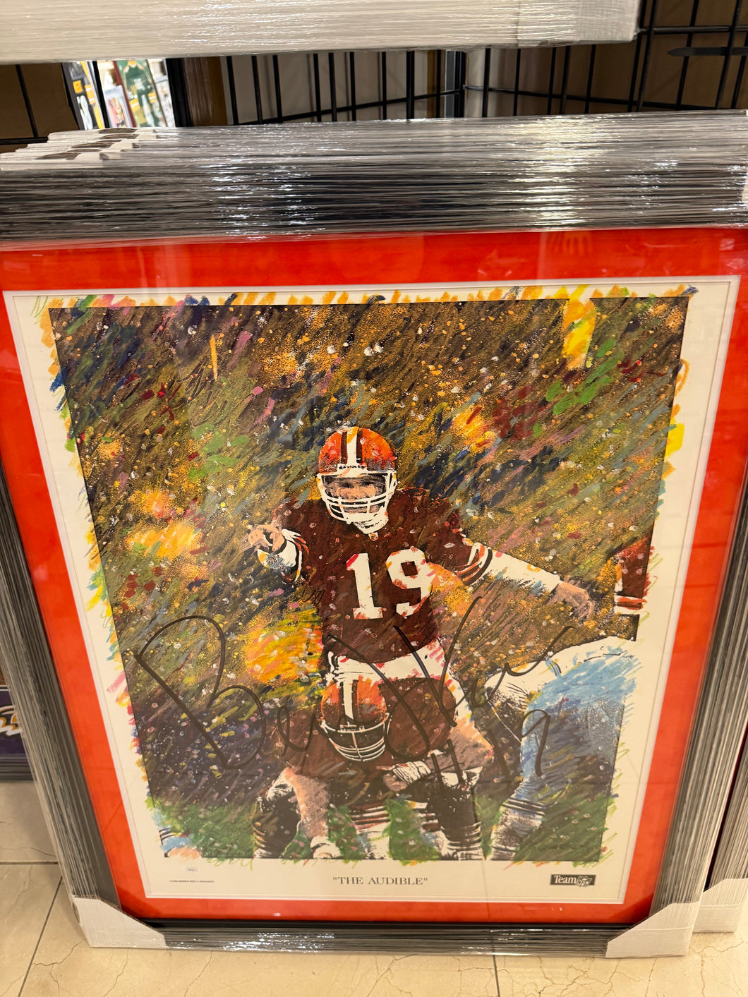 Cleveland Browns Bernie Kosar Signed Autographed Big Photo Custom Framed JSA COA