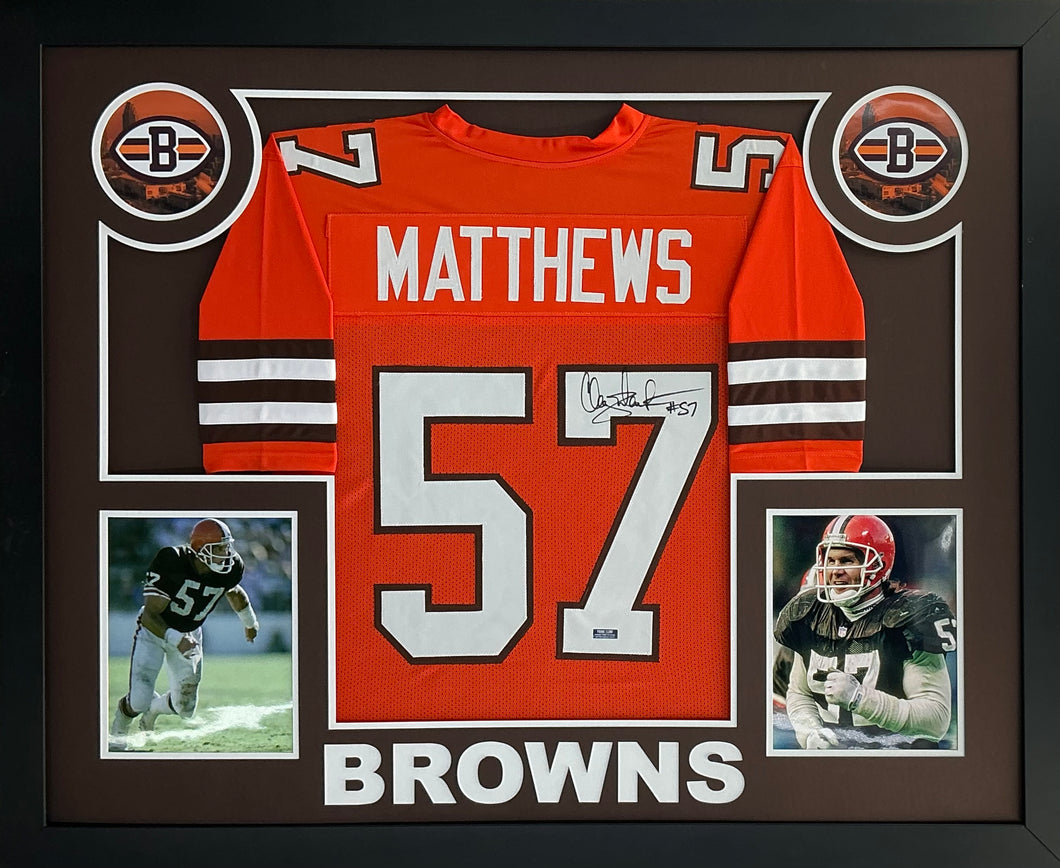 Clay Matthews Signed Autographed Browns Custom Jersey Custom Framed Prime Time Witnessed COA
