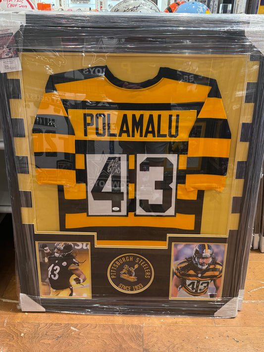 Pittsburgh Steelers Troy Polamalu Signed Autographed Custom Jersey Custom Framed JSA COA