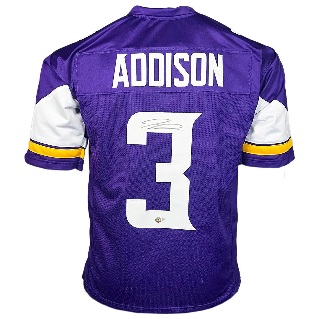 Minnesota Viking Jordan Addison Hand Signed Autographed Custom Purple Jersey with Beckett COA