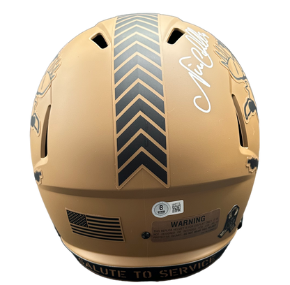Cleveland Browns Nick Chubb Hand Signed Autographed Full Size Replica Salute to Service Brownie The Elf Logo With “Here We Go Brownies” Inscription Helmet with Beckett COA