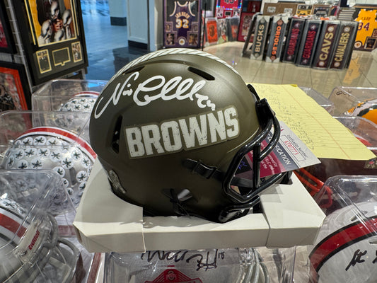 Cleveland Browns Nick Chubb Hand Signed Autographed STS Mini Helmet JSA COA