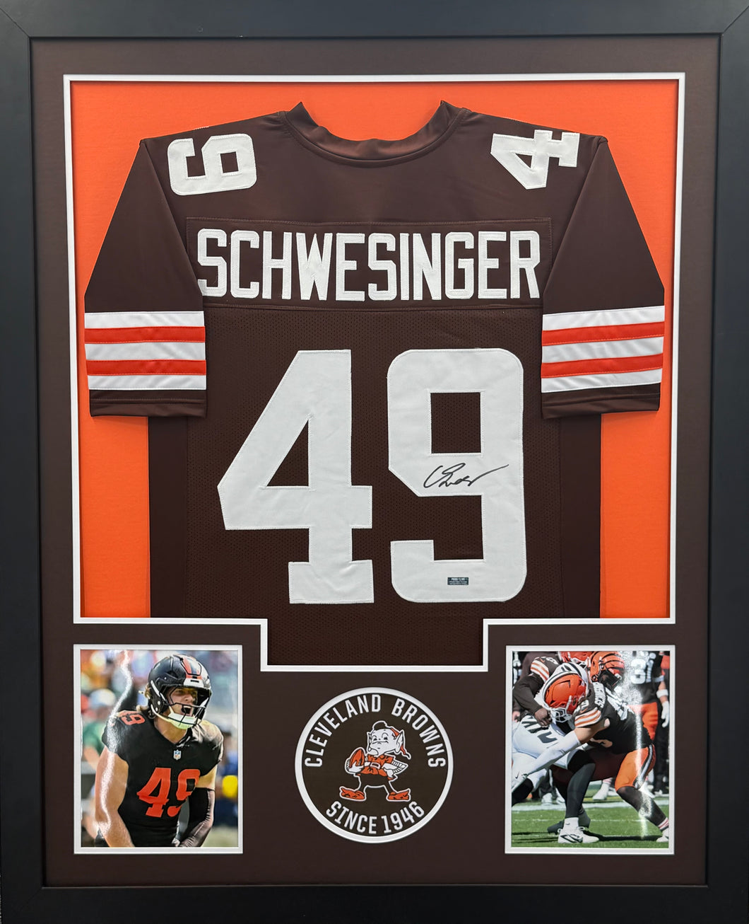 Carson Schwesinger Signed Autographed Custom Brown Jersey Custom Framed Prime Time Witness COA