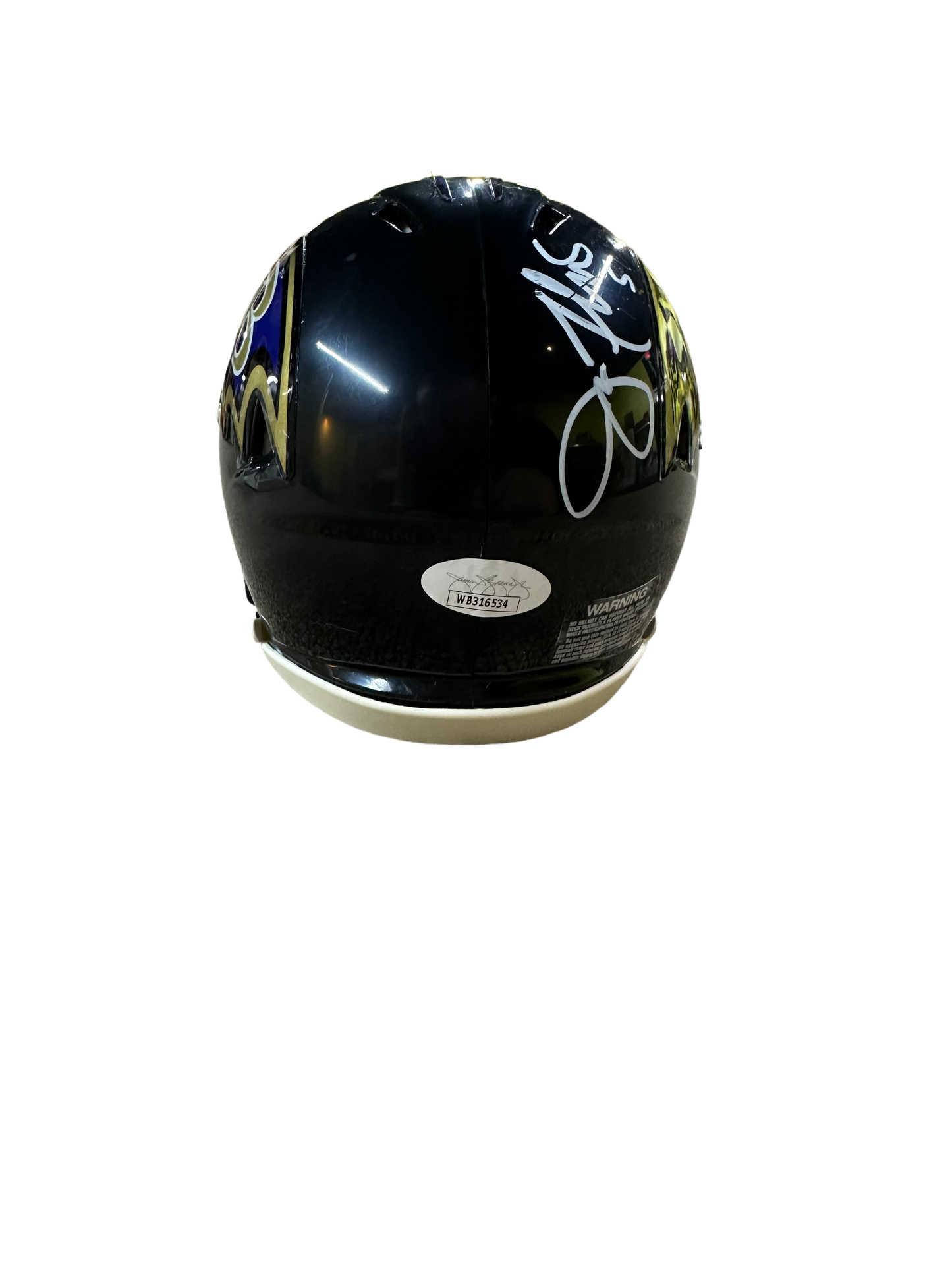 Baltimore Ravens Joe Flacco Hand Signed Autographed Black Mini Helmet with JSA COA
