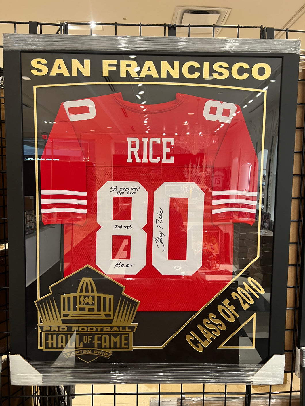 Jerry Rice Pro Football Hall Of Fame EXCLUSIVE CUSTOM FRAMED JERSEY JSA COA