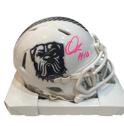 Quinshon Judkins Signed Autographed Cleveland Browns Salute To Service White Mini Helmet LIMITED EDITION #’d to only 3 SIGNED IN PINK PAINT PEN includes COA