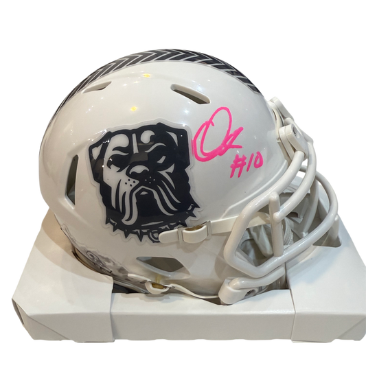Quinshon Judkins Signed Autographed Cleveland Browns Salute To Service White Mini Helmet LIMITED EDITION #’d to only 3 SIGNED IN PINK PAINT PEN includes COA