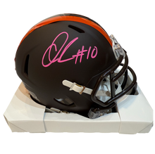 Load image into Gallery viewer, Quinshon Judkins Signed Autographed Cleveland Browns Alpha Dawg Mini Helmet LIMITED EDITION #’d to only 3 SIGNED IN PINK PAINT PEN includes COA